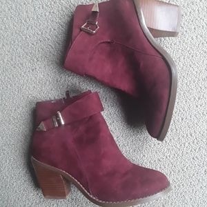 Maroon Suede Anklet Boots